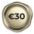 Golden wax seal icon with a 30 EUR demarcation in the middle