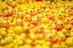 Slew of yellow rubber duckies filling the whole image